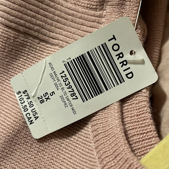 5x Torrid Muave short-sleeve sweater dress with belt - NWT - Picture 5 of 5